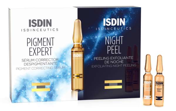Ser corector pentru depigmentare Pigment Expert + Exfoliant de noapte Night Peeling, 20 fiole x 2ml, Isdin